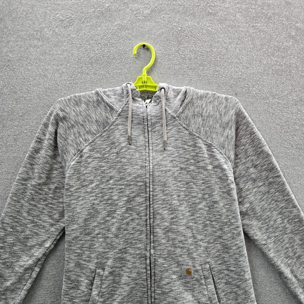 Carhartt Women Jacket L (12/14) Gray Activewear Zipper Relaxed Logo Long Sleeve